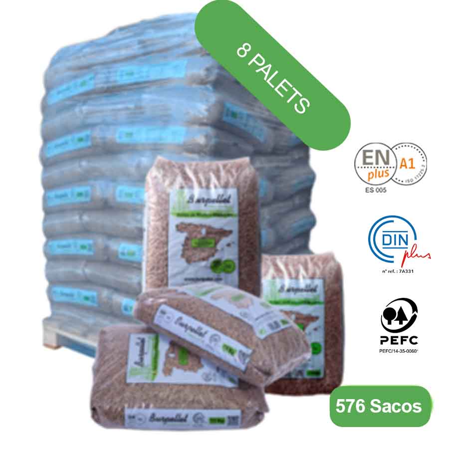 Burpellet -8 Palets de 576 Sacos certificado Enplus 15 kg